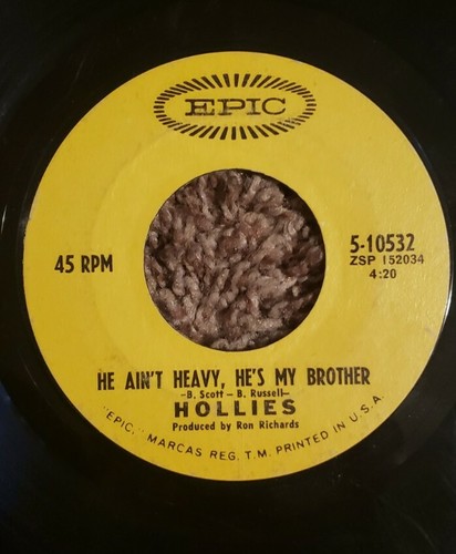 HOLLIES "HE AIN'T HEAVY HE'S MY BROTHER / COS YOU LIKE TO LOVE ME" 45 - Picture 4 of 4