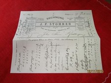 antiquare Rechnung aus Nachlass Sturm Riedlingen von 1900 - J. F. Stohrer  /S108
