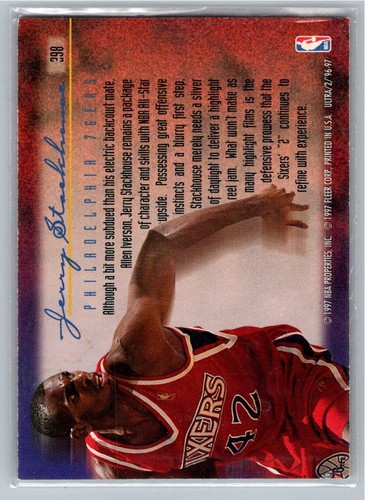 1996-97 Ultra #298 Jerry Stackhouse Basketball Philadelphia 76ers NM Mint - Foto 2 di 2