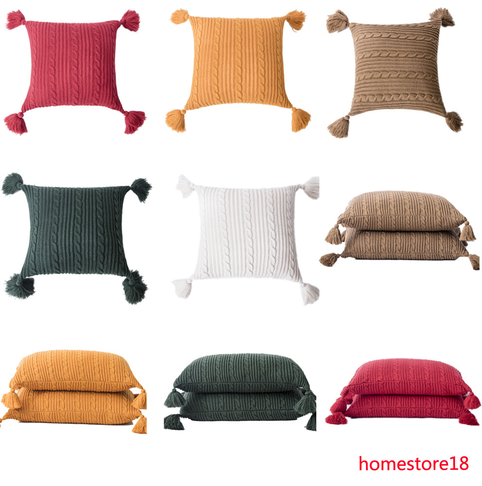 Knitting Square Rectangle Sofa Throw Pillow Case Waist Cushion Covers Home  Decor