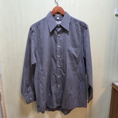etienne aigner dress shirts Etienne Aigner Dress Shirt Mens 16.5 34/35 Gray Solid Regular Fit Long  Sleeve