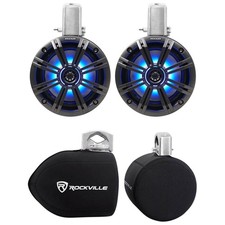  2 KICKER 45KMTC65 6.5" 390w Marine Wakeboard Tower LED Speakers KMTC65 Covers