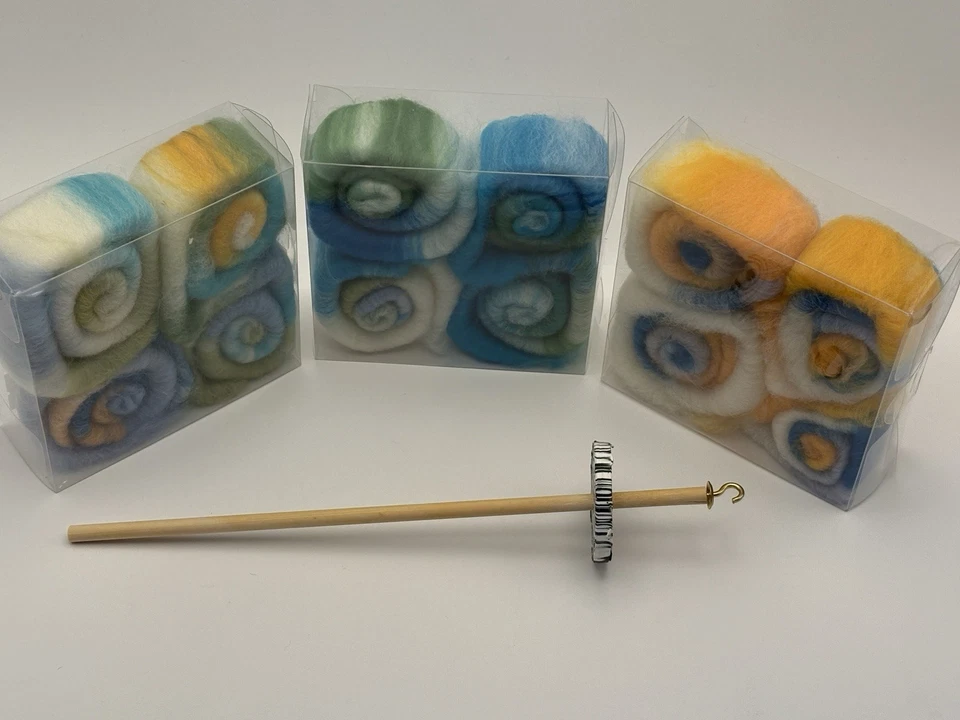 44g of Rolags + Drop Spindle Beginner Yarn Spinning Gift Kit Falkland Wool READ - Image 2 of 4