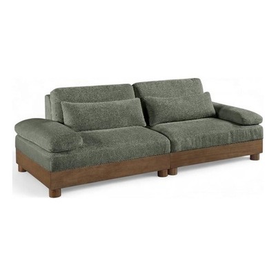 Meridian Furniture Turin 95.5'' Green Chenille Fabric 2pc. Modular Loveseat