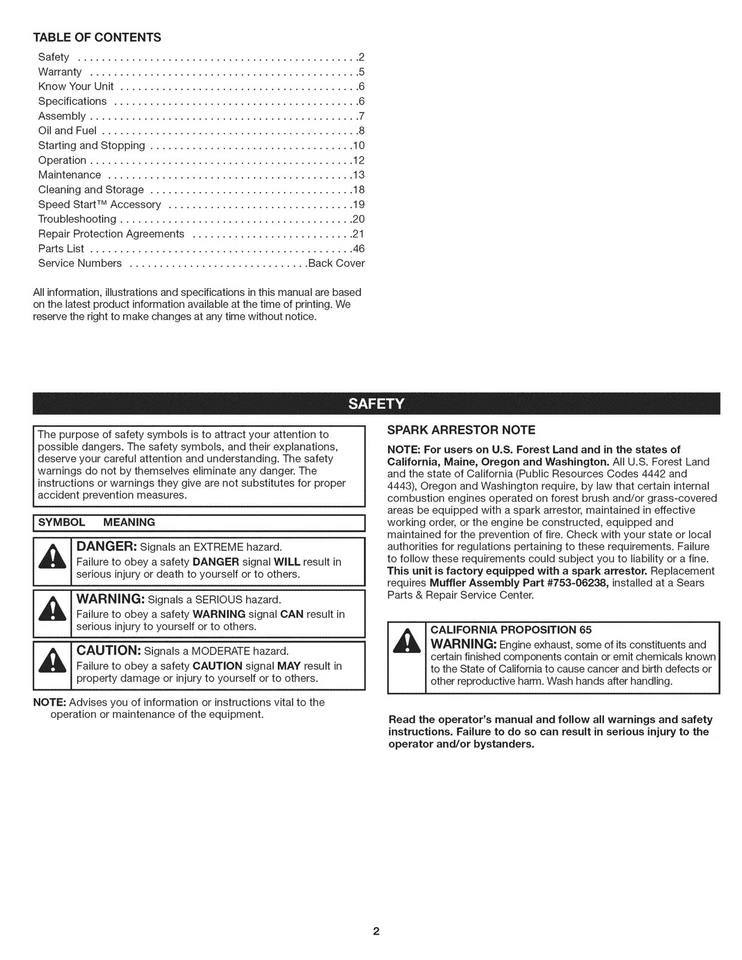 Mini cultivador manual del propietario Sears Craftsman 4 ciclos modelo 316.299372 Foto 2 de 3