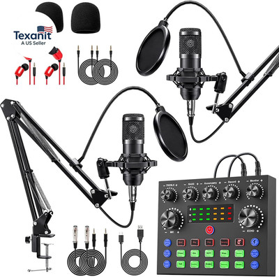 Podcast Equipment Bundle for 2, V8S Voice Changer with BM-800 Podcast Microphone