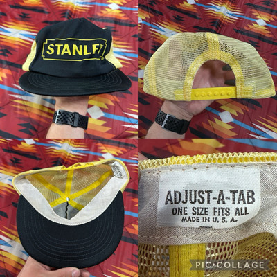 Vintage Stanley Tools Mesh Trucker Snapback Hat Logo Adjust-A-Tab Made In USA
