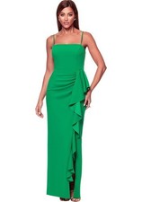 Xscape Green Sleeveless Square Neck Ruffled Gown Size 10 229