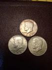 Lot of 3 Kennedy half dollar 40% silver coins 1967 1968 1969 AU NICE