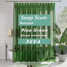 Extra Long Shower Curtain Liner 72x84, Clear Green Shower Liner 84 Inches Lon...