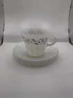 Vintage Termocrisa Milk Glass blue flower tea set for 4 cups and plate