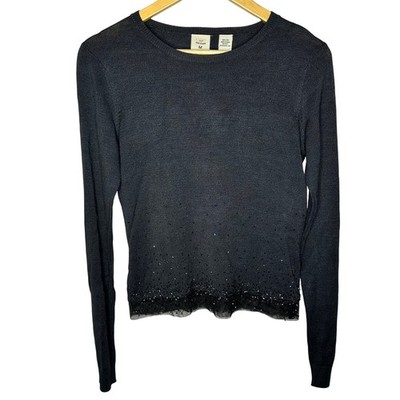 Todd Oldham Rare Vintage TO2 Black 100% Silk Sequin Unique Light Sweater Medium