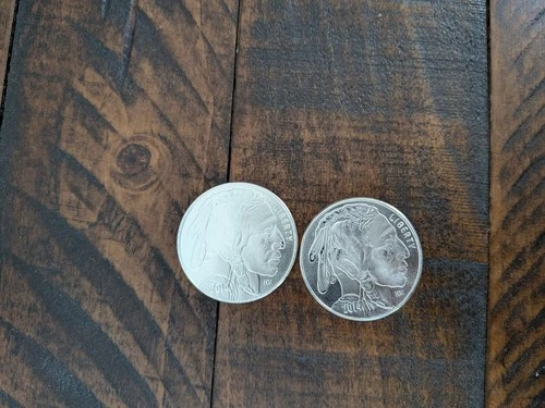 Pair Of 2014 Buffalo  Indian Head Silver Coins 1oz Each