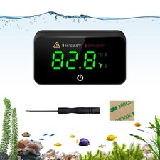 Digital Aquarium Thermometer, Stick-on Fish Tank Thermometer with LED Black