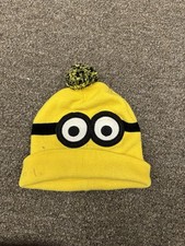 Minions Despicable Me Hat Knit Beanie Cap Yellow Pom Kids Winter Cartoon SKU:D