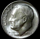 1955-S 10C Roosevelt Dime BU 90% Silver 26owt0223-1