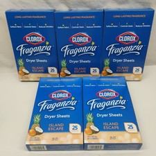 NIB 5pk Clorox Fraganzia Island Escape Dryer Sheets 125 Sheets Reduce Wrinkles
