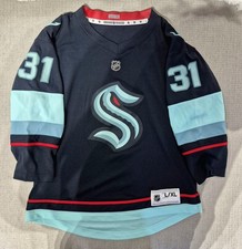 NHL Seattle Kraken Philipp Grubauer #31 Jersey Blue/Light Blue Youth L/XL