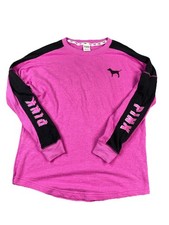Pink Victoria's Secret Colorblock Dog Logo Pullover Sweater XS Pink Black EUC