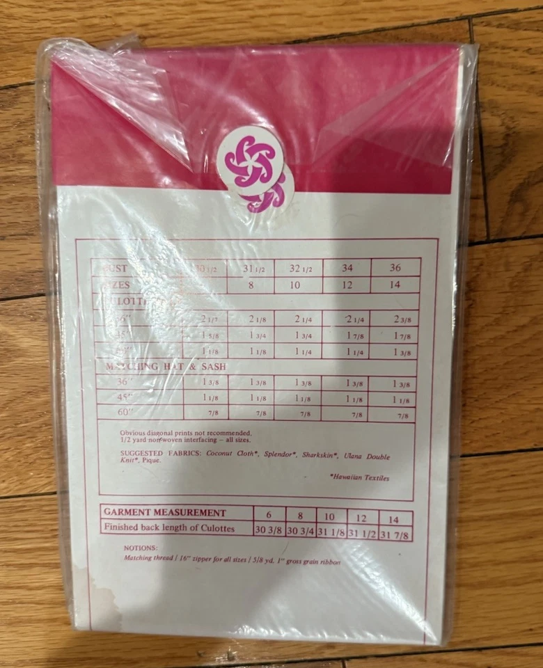 Vtg Patterns Pacifica #2011 Hawaiian ShortCulottes Jumpsuit Size 14 Uncut New. - Image 4 of 4