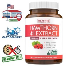 Hawthorn Berry 4:1 Extract 2600mg  180 Capsules  6 Month Supply
