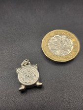 Vintage Sterling silver alarm clock charm/Pendant 1.65g