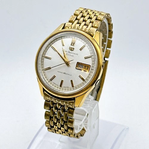 Vintage SEIKO Sportsmatic Deluxe 7619-7010 Automatic 25 Jewels Day Date Japan