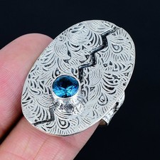 Redefined Swiss Blue Topaz Gemstone 925 Sterling Silver Jewelry Ring Size 8