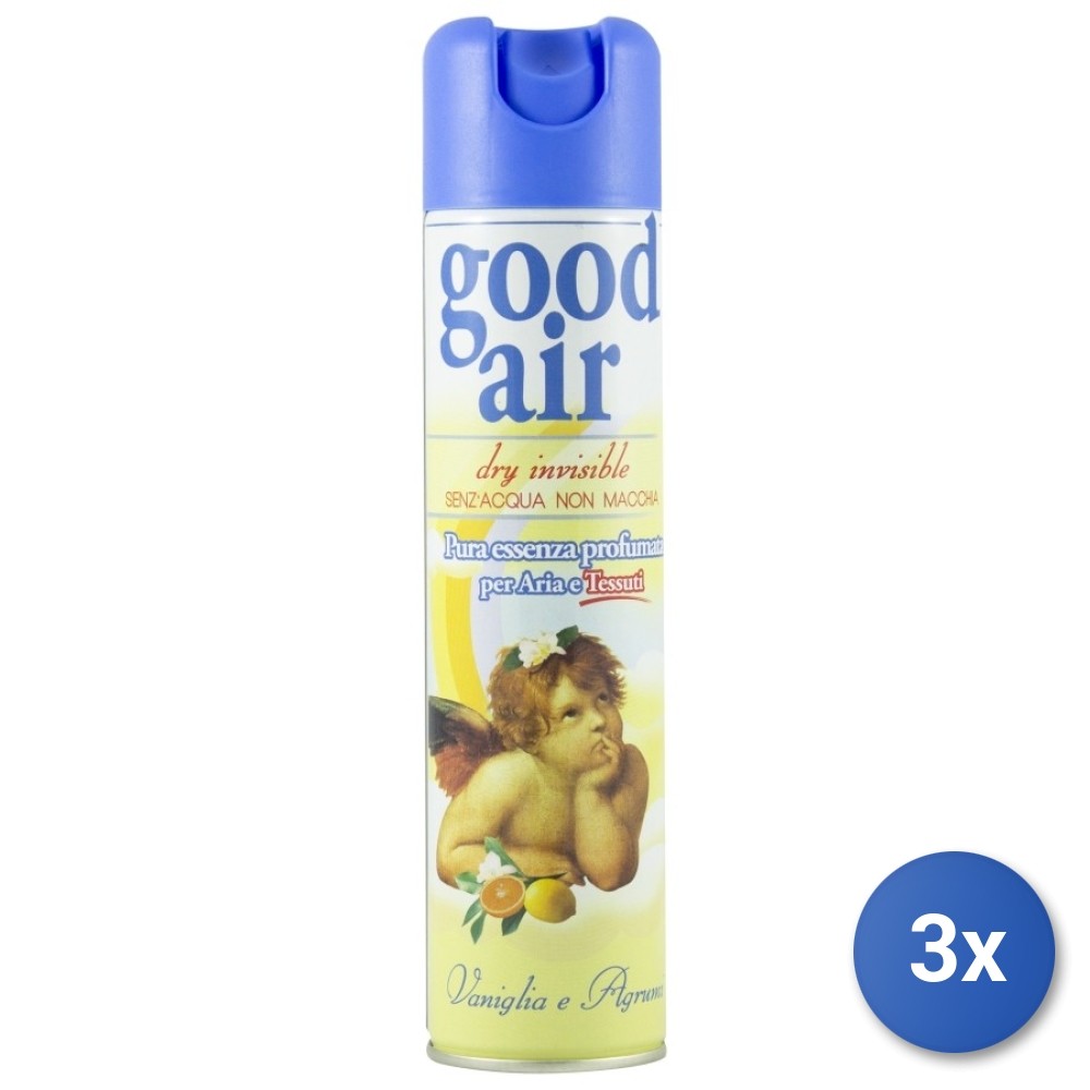 3x Goodair Spray 400 ml. Vanilla and Citrus