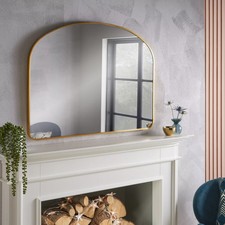 Overmantle Mirror Liberty Arched Brushed Gold Metal Frame-H 71cm xL 93cm xW 3cm