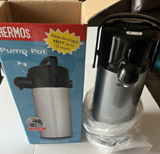 Thermos Vacuum Insulated Pump Pot Silver Blac...