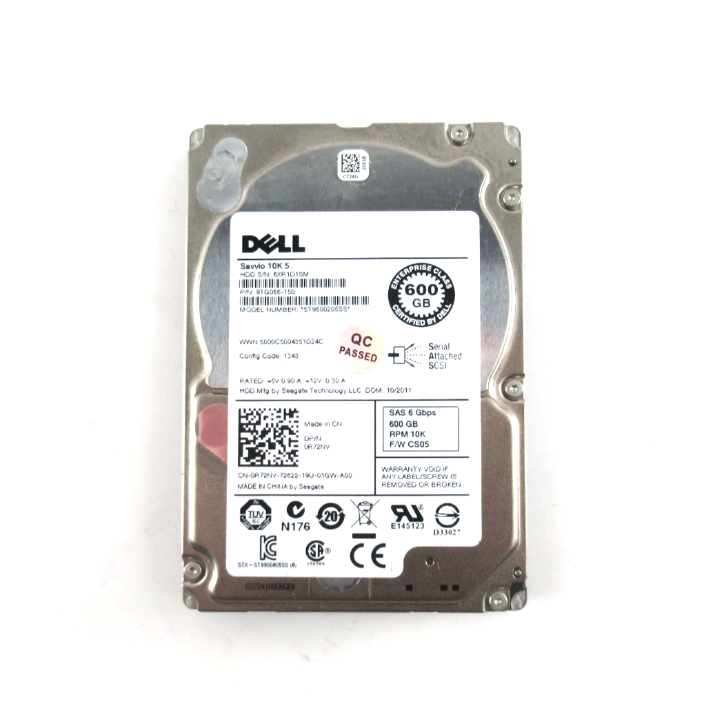 600GB SAS 2.5"" 10K 6Gb/s 64MB HDD - R72NV / ST9600205SS