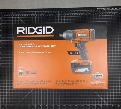 #ad NEW IN BOX Ridgid R86215K 18V 3 Speed 1 2 in Impact Wrench Kit Battery amp; Charger $133.47
