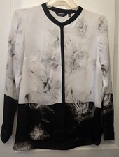 Simply Vera Wang RegXL Chiffon Front Buttoned Blouse. White &Black Trendy Design