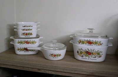 Vintage 1970s Corningware Spice of Life Casserole Dishes Set Of 11!
