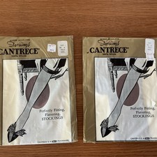 VTG Cantrece Stockings Sheer Seamless Beige S:MED Thigh High 100 Nylon NOS 60 S