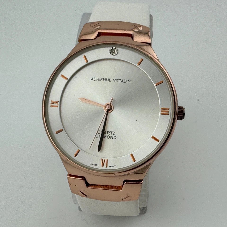 Adrienne Vittadini Reloj Cuarzo Unisex Tono Oro Rosa Diamante Analógico Batería Nueva Foto 2 de 4