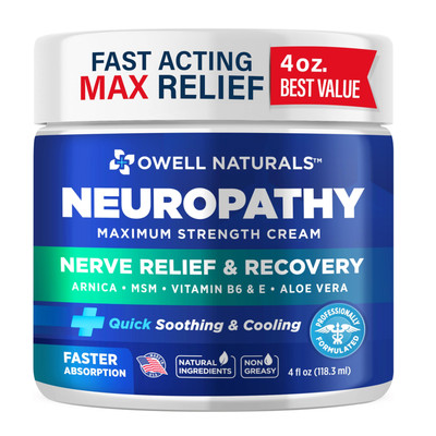 Neuropathy Nerve Relief Cream 4 Fl Oz (Pack of 1) Maximum Strength, Non Greas...