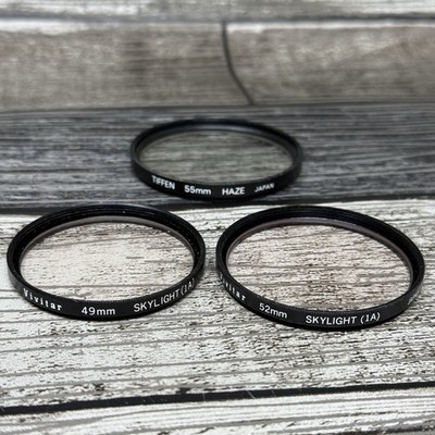 Vivitar 49mm & 52mm Sky Light Filter 1A / Tiffen 55mm Haze LOT OF 3 LENS
