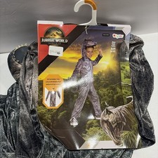 Kids Classic Jurassic World Rebirth T-Rex Hooded Jumpsuit Costume Disguise 4-6