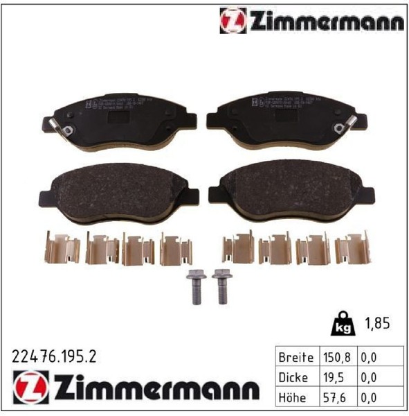 Zimmermann 22476.195.2 Bremsbelagsatz FüR Scheibenbremse Bremsbelagsatz-image
