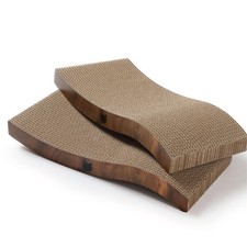 2 PCS Reversible Wave Cat Scratcher Board Horizontal Scratch Pad Dark Cherry