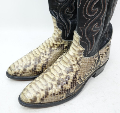 Dan Post Boots Mens Size 9 EW Wide Brown Snakeskin Leather Western Cowboy DP2636