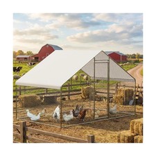 Large Metal Chicken Coop, Large Chicken Run, Walk-in Poultry Cage with Waterp...