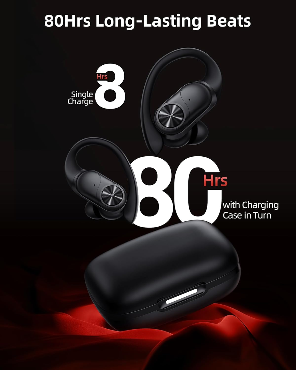Pocbuds Bluetooth Headphones Wireless Earbuds 80Hrs Playtime