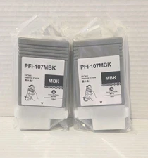 2 PACK! PFI-107 MBK Replacement Ink Cartridges - Matte Black, 130ml