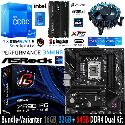 PC Bundle - Intel i5 12400F ASRock Z690 PG Riptide mit 16, 32 oder 64GB DDR4