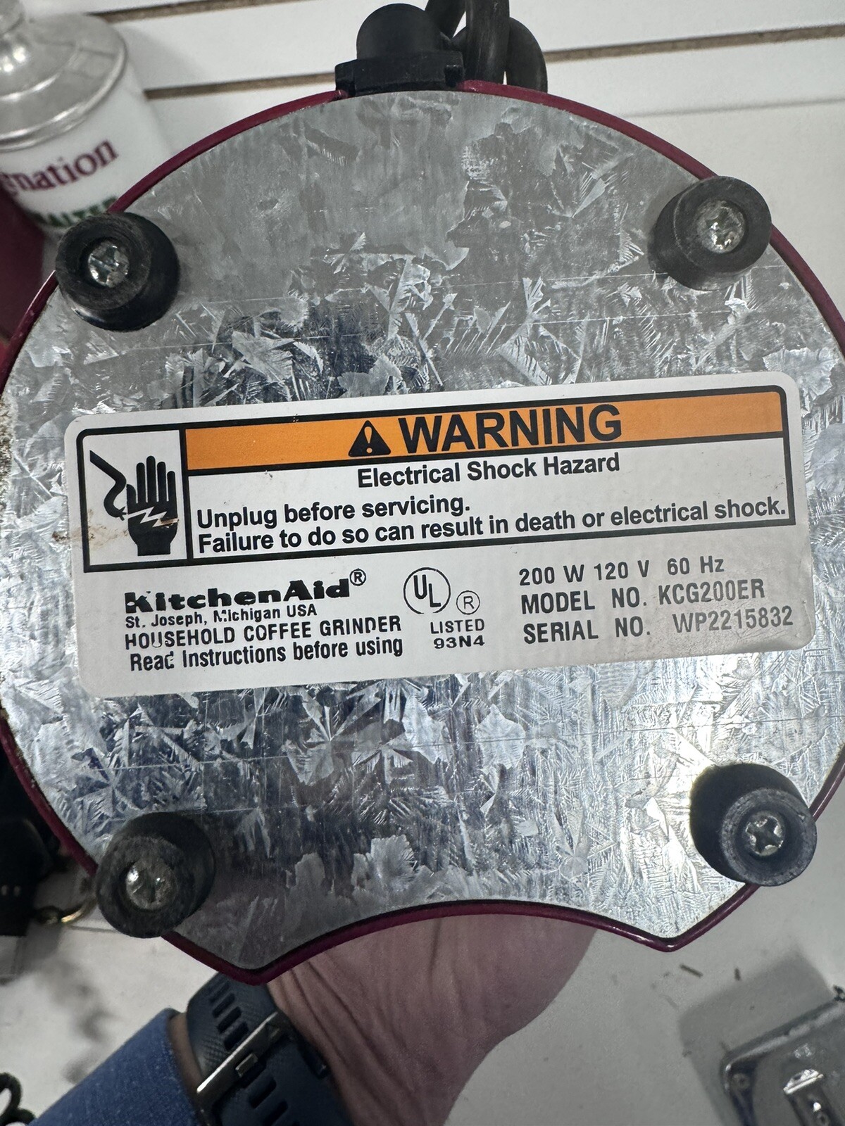 VTG KitchenAid Coffee Mill Grinder Red With Glass Top Nice Cond