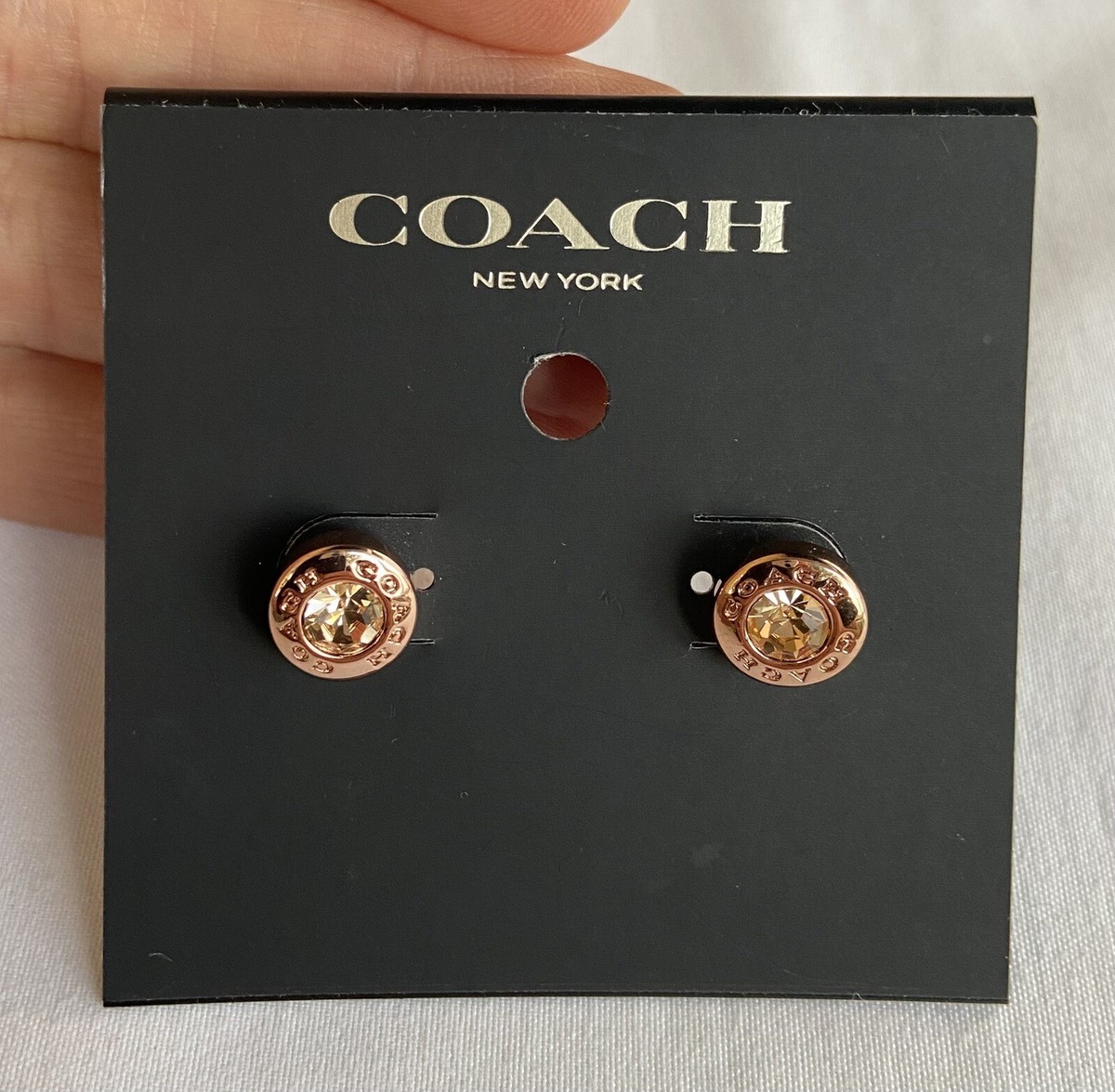 Coach Women's Circle Stone Swarovski Crystal Stud Earrings