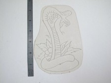 vtg 1960s 1970s Tattoo acetate stencil Cobra and Leaves signed SN2